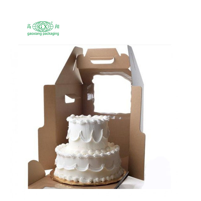 Hộp bìa đựng bánh 2 hoặc 3 lớp cao dùng một lần bằng bìa trắng có hộp cửa sổ tay cầm
