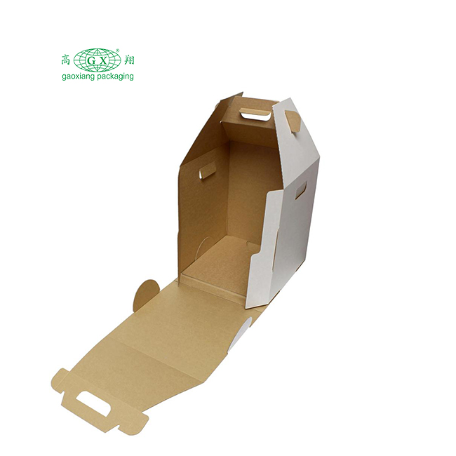 Hộp bìa đựng bánh 2 hoặc 3 lớp cao dùng một lần bằng bìa trắng có hộp cửa sổ tay cầm