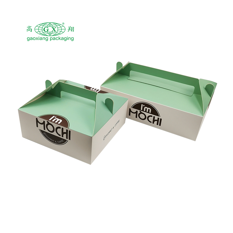 Bán buôn sencai tùy chỉnh in ấn hộp giấy bánh rán có tay cầm