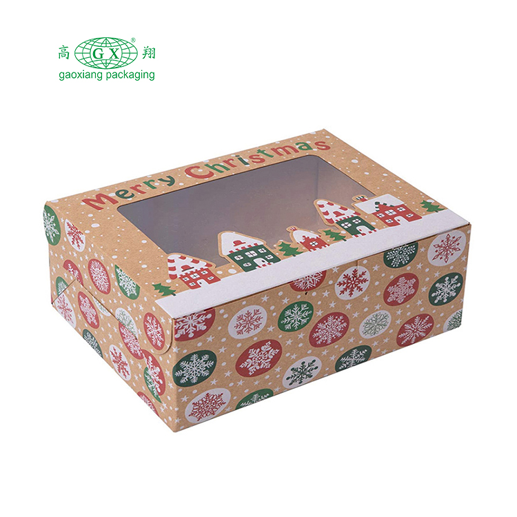 Hộp bánh quy Giáng sinh hộp quà bánh rán hộp bánh có cửa sổ rõ ràng