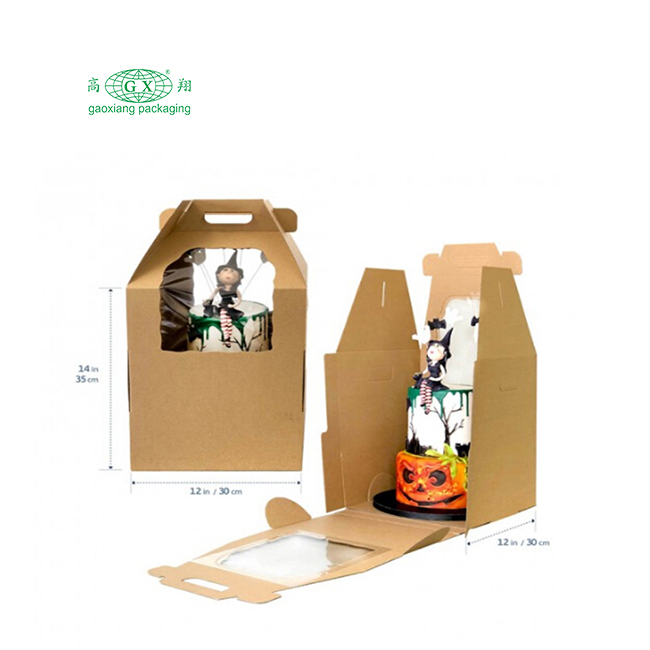 Hộp bìa đựng bánh 2 hoặc 3 lớp cao dùng một lần bằng bìa trắng có hộp cửa sổ tay cầm