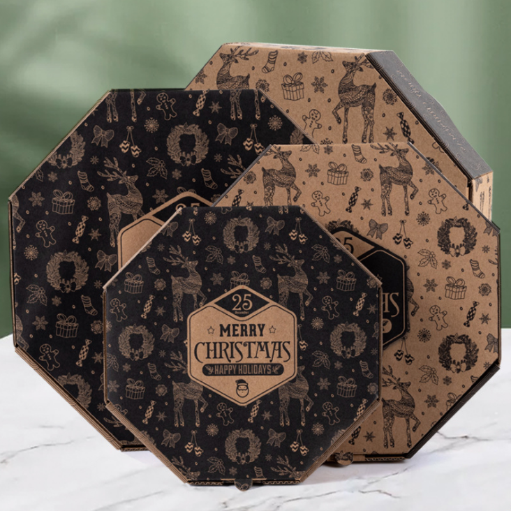 Giá rẻ tùy chỉnh in tất cả các kích thước 9 10 11 12 14 18 inch hộp bánh pizza giấy kraft sóng