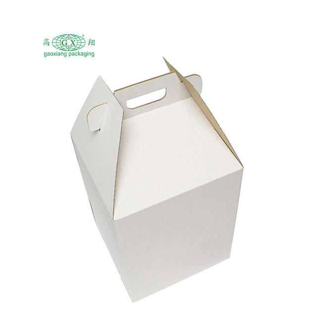 Hộp bìa đựng bánh 2 hoặc 3 lớp cao dùng một lần bằng bìa trắng có hộp cửa sổ tay cầm