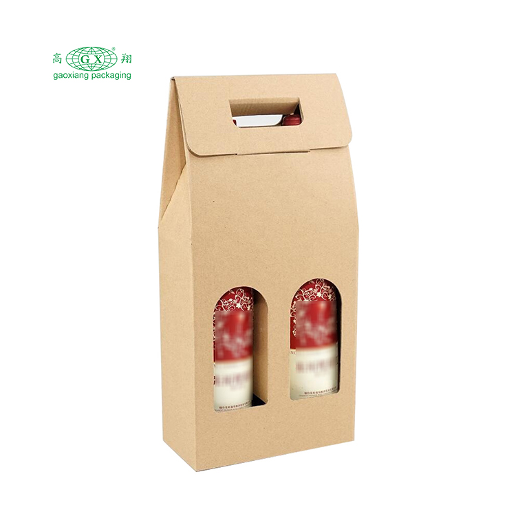 Bán buôn tùy chỉnh in hộp rượu có thể gập lại hộp giấy 3 chai bao bì hộp có cửa sổ