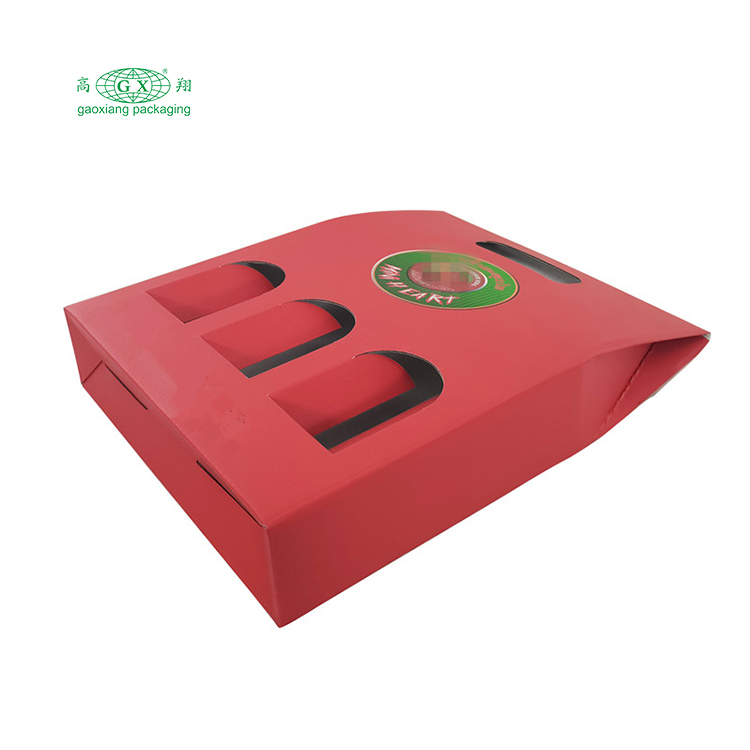 Bán buôn tùy chỉnh in hộp rượu có thể gập lại hộp giấy 3 chai bao bì hộp có cửa sổ