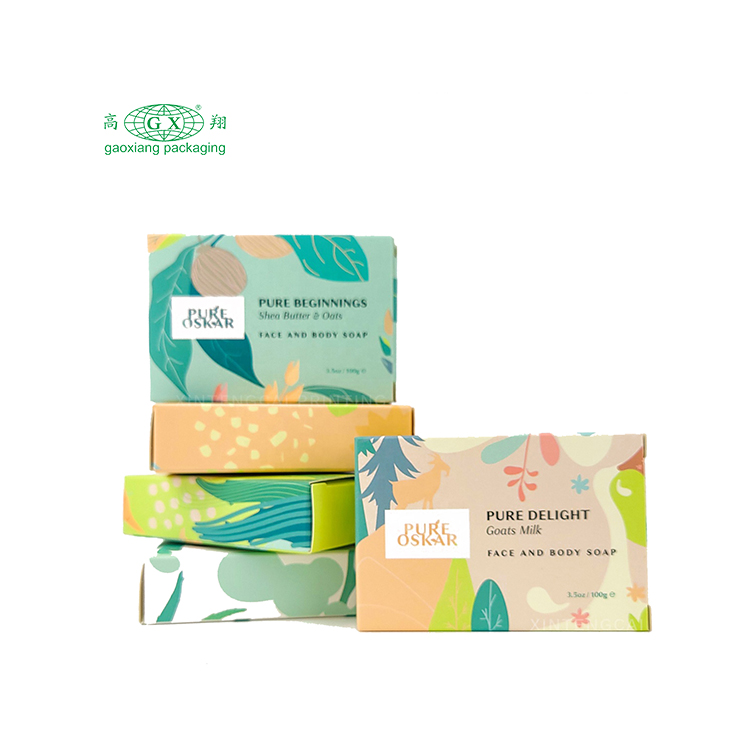 Đầy đủ màu sắc in ấn tùy chỉnh tái chế xà phòng thủ công nhỏ bao bì hộp giấy nghệ thuật bán buôn