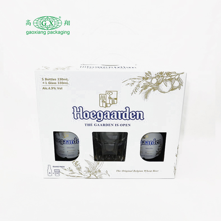 Các tông in đầy màu sắc tùy chỉnh Hộp rượu 6 chai có tay cầm