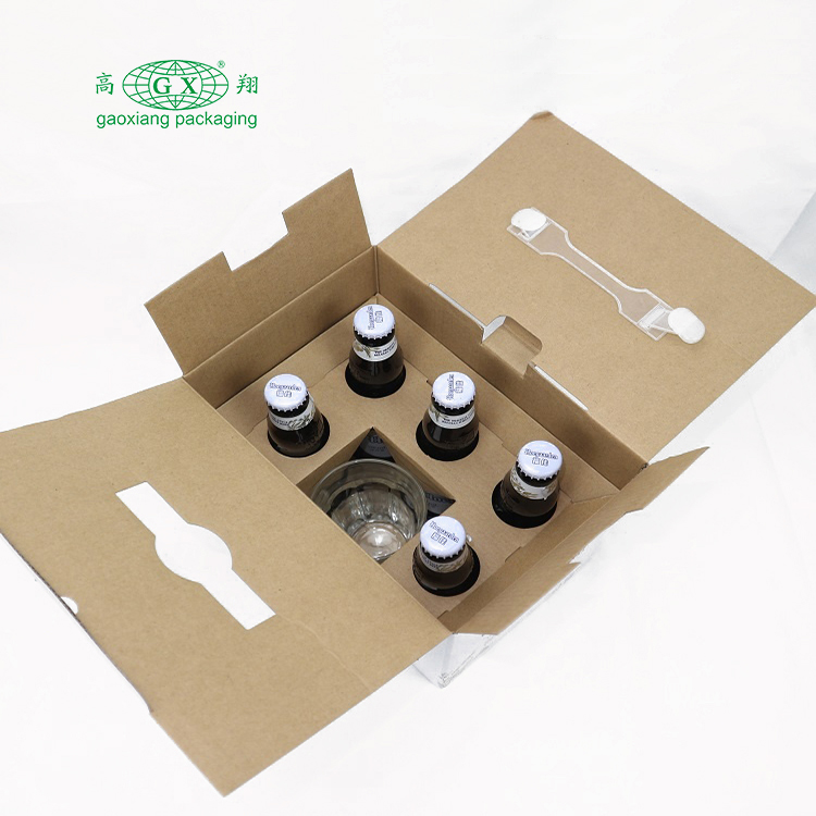 Các tông in đầy màu sắc tùy chỉnh Hộp rượu 6 chai có tay cầm