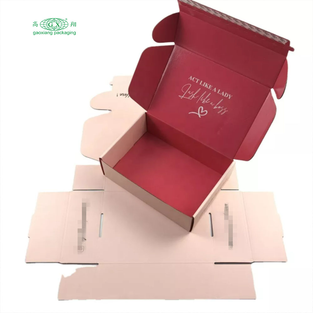 In logo thương hiệu tùy chỉnh tùy chỉnh sóng hộp vận chuyển màu hồng hộp đóng gói bưu phẩm hộp cá nhân hóa