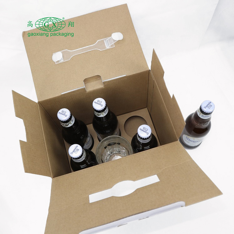 Các tông in đầy màu sắc tùy chỉnh Hộp rượu 6 chai có tay cầm