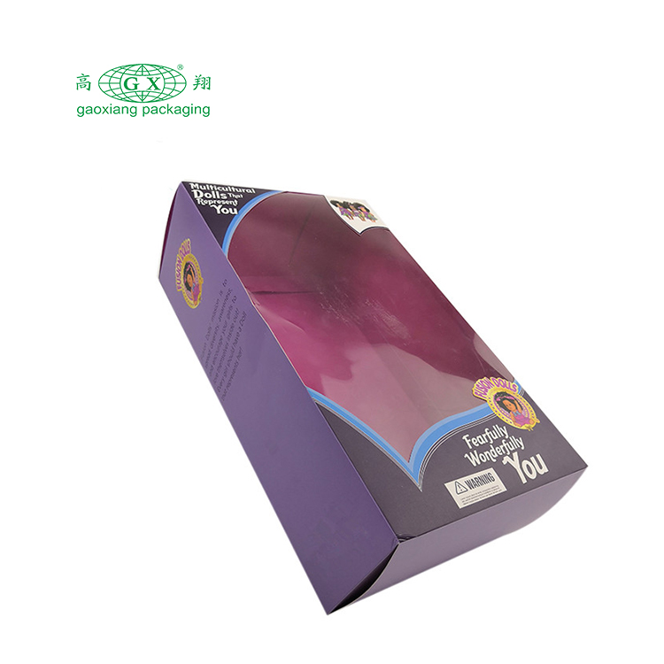 Nhà máy thấp hơn tùy chỉnh logo búp bê đóng gói quà tặng trẻ em hộp giấy có thể gập lại với cửa sổ