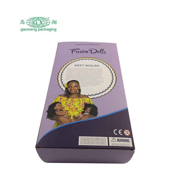 Nhà máy thấp hơn tùy chỉnh logo búp bê đóng gói quà tặng trẻ em hộp giấy có thể gập lại với cửa sổ