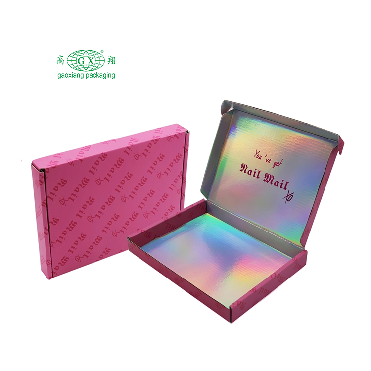 In tùy chỉnh thương hiệu cá nhân thương mại điện tử hộp giấy gợn sóng nhỏ màu hồng vận chuyển bưu phẩm hộp đóng gói có logo
