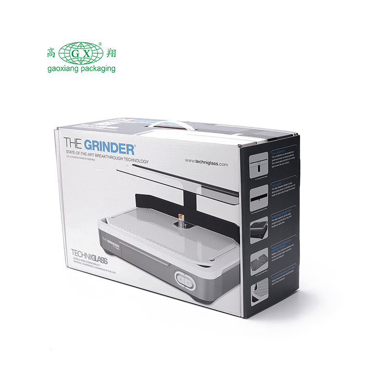 Sản phẩm điện tử tùy chỉnh bao bì giấy tái chế hộp các tông sóng màu trắng có tay cầm bằng nhựa