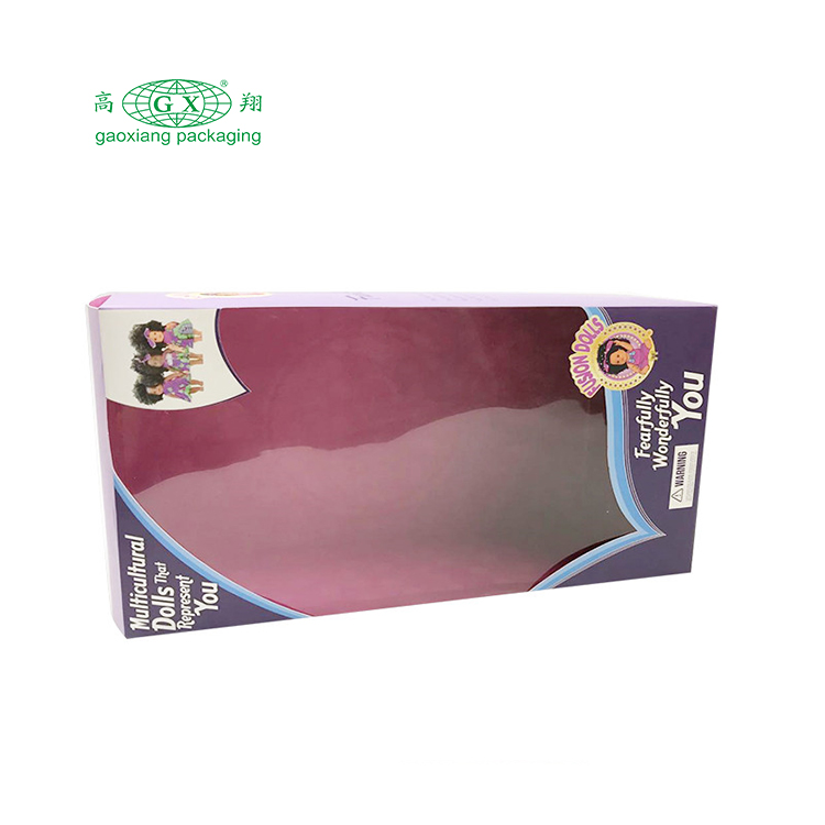 Nhà máy thấp hơn tùy chỉnh logo búp bê đóng gói quà tặng trẻ em hộp giấy có thể gập lại với cửa sổ