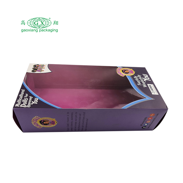 Nhà máy thấp hơn tùy chỉnh logo búp bê đóng gói quà tặng trẻ em hộp giấy có thể gập lại với cửa sổ