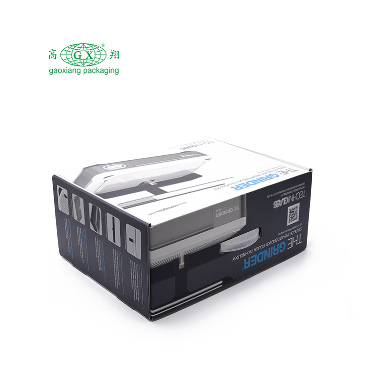 Sản phẩm điện tử tùy chỉnh bao bì giấy tái chế hộp các tông sóng màu trắng có tay cầm bằng nhựa
