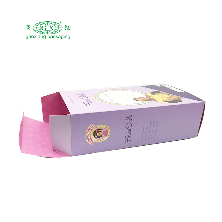 Nhà máy thấp hơn tùy chỉnh logo búp bê đóng gói quà tặng trẻ em hộp giấy có thể gập lại với cửa sổ