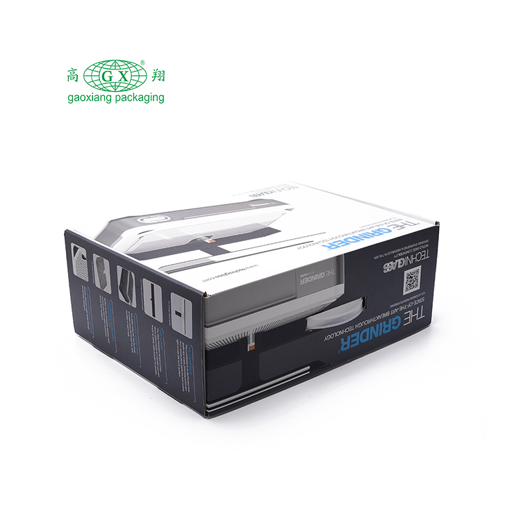 Sản phẩm điện tử tùy chỉnh bao bì giấy tái chế hộp các tông sóng màu trắng có tay cầm bằng nhựa