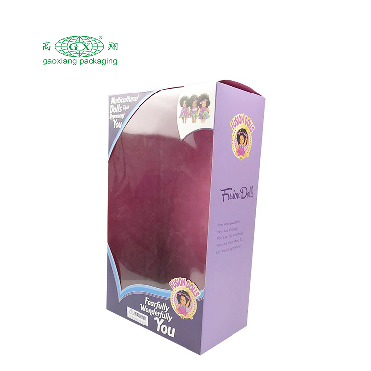 Nhà máy thấp hơn tùy chỉnh logo búp bê đóng gói quà tặng trẻ em hộp giấy có thể gập lại với cửa sổ