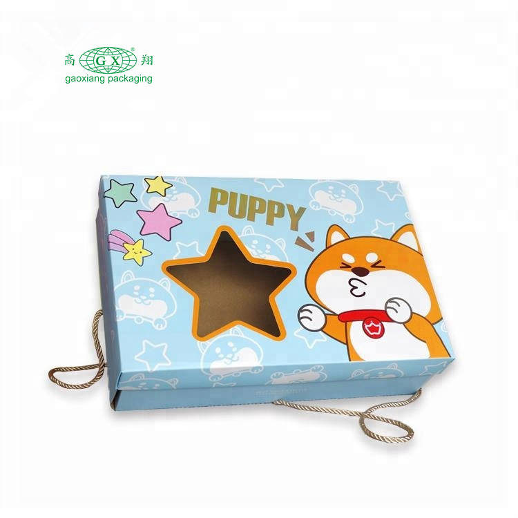 Logo tùy chỉnh lạ mắt giấy hộp bưu phẩm quần áo trẻ em cuốn sách đồ chơi sóng bao bì hộp hộp cửa sổ