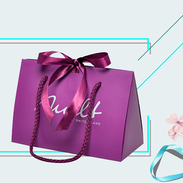 Túi giấy bìa cứng in logo đầy đủ tùy chỉnh với tay cầm thắt nơ ruy băng cho hộp mua sắm quà tặng