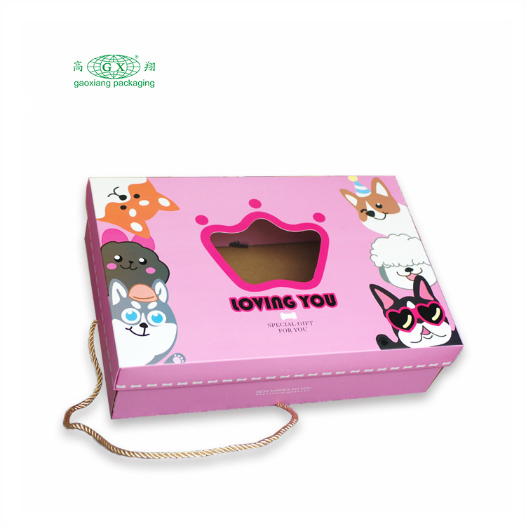 Logo tùy chỉnh lạ mắt giấy hộp bưu phẩm quần áo trẻ em cuốn sách đồ chơi sóng bao bì hộp hộp cửa sổ