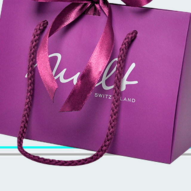 Túi giấy bìa cứng in logo đầy đủ tùy chỉnh với tay cầm thắt nơ ruy băng cho hộp mua sắm quà tặng